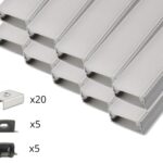 10er Set AL-01AB Aufbauprofil inkl. Abdeckung, Endkappen und Halteklammern