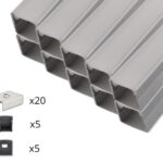 10er Set AL-03AB Aufbauprofil inkl. Abdeckung, Endkappen und Halteklammern