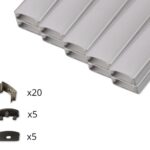 10er Set AL-04AB Aufbauprofil inkl. Abdeckung, Endkappen und Halteklammern