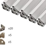 10er Set AL-09EC Eckprofil inkl. Abdeckung, Endkappen und Halteklammern