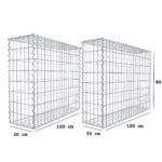 2er Set Gabionen 100 x 80 x 30 cm (L x H x T), Maschenweite 5 x 10 cm, Spiralverschluss, Drahtstärke 4,5 mm