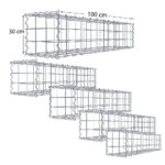5er Set Gabionen 100 x 30 x 30 cm (L x H x T), Maschenweite 10 x 10 cm, Spiralverschluss, Drahtstärke 4,5 mm