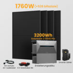 Anker Solix Solarbank 2 E1600 Pro 3200Wh Balkonkraftwerk Set, mit Smarter Zähler - Solarbank 2 E1600 Pro + 4 x 440Wp Bifaziale Solarmodule + Erweiterungsakku / mit Halterung Balkonkraftwerk für Flachdach / Abholung Hamburg