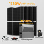 Anker Solix Solarbank 2 E1600 Pro 3200Wh Balkonkraftwerk Set, mit Smarter Zähler - Solarbank 2 E1600 Pro + 4 x 445Wp Bifaziale Solarmodule + Erweiterungsakku / mit Halterung Balkonkraftwerk für Flachdach / Abholung Berlin