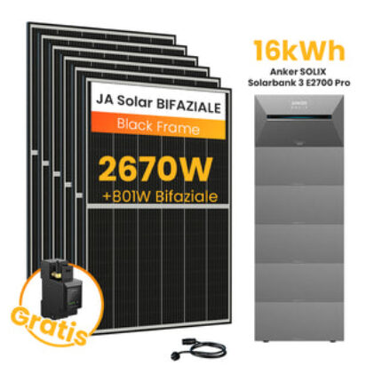 Anker SOLIX Solarbank 3 E2700 Pro, 6-8 Solarmodule - 16kWh / mit 6 x 445 Black Frame Solarmodule / Powerness Express