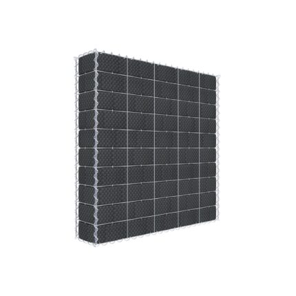 Begrünte Gabione mit Vlies & Sichtschutzstreifen 100 cm x 100 cm x 20 cm (L x H x T), Maschenweite 10 cm x 10 cm, Spirale