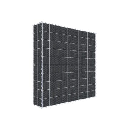 Begrünte Gabione mit Vlies & Sichtschutzstreifen 100 cm x 100 cm x 20 cm (L x H x T), Maschenweite 5 cm x 10 cm, Spirale