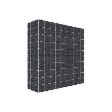 Begrünte Gabione mit Vlies & Sichtschutzstreifen 100 cm x 100 cm x 30 cm (L x H x T), Maschenweite 5 cm x 10 cm, Spirale