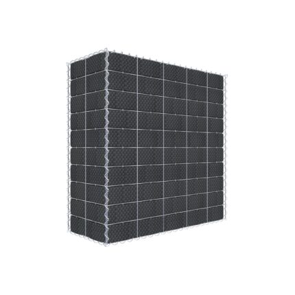 Begrünte Gabione mit Vlies & Sichtschutzstreifen 100 cm x 100 cm x 40 cm (L x H x T), Maschenweite 10 cm x 10 cm, Spirale