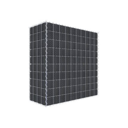 Begrünte Gabione mit Vlies & Sichtschutzstreifen 100 cm x 100 cm x 40 cm (L x H x T), Maschenweite 5 cm x 10 cm, Spirale