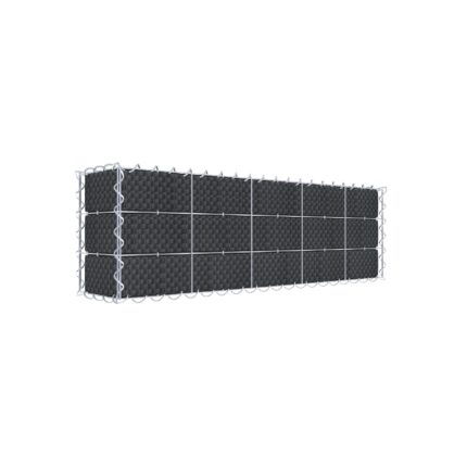 Begrünte Gabione mit Vlies & Sichtschutzstreifen 100 cm x 30 cm x 20 cm (L x H x T), Maschenweite 10 cm x 10 cm, Spirale