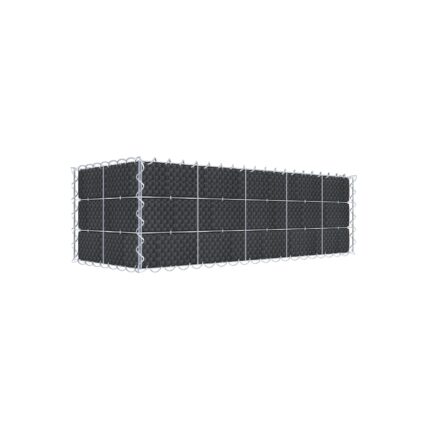 Begrünte Gabione mit Vlies & Sichtschutzstreifen 100 cm x 30 cm x 40 cm (L x H x T), Maschenweite 10 cm x 10 cm, Spirale