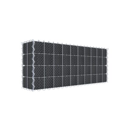 Begrünte Gabione mit Vlies & Sichtschutzstreifen 100 cm x 40 cm x 20 cm (L x H x T), Maschenweite 5 cm x 10 cm, Spirale