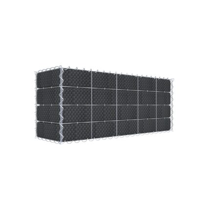 Begrünte Gabione mit Vlies & Sichtschutzstreifen 100 cm x 40 cm x 30 cm (L x H x T), Maschenweite 10 cm x 10 cm, Spirale