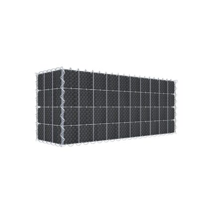 Begrünte Gabione mit Vlies & Sichtschutzstreifen 100 cm x 40 cm x 30 cm (L x H x T), Maschenweite 5 cm x 10 cm, Spirale