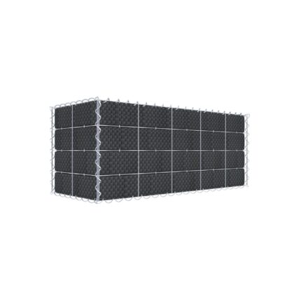 Begrünte Gabione mit Vlies & Sichtschutzstreifen 100 cm x 40 cm x 40 cm (L x H x T), Maschenweite 10 cm x 10 cm, Spirale