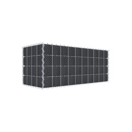 Begrünte Gabione mit Vlies & Sichtschutzstreifen 100 cm x 40 cm x 40 cm (L x H x T), Maschenweite 5 cm x 10 cm, Spirale