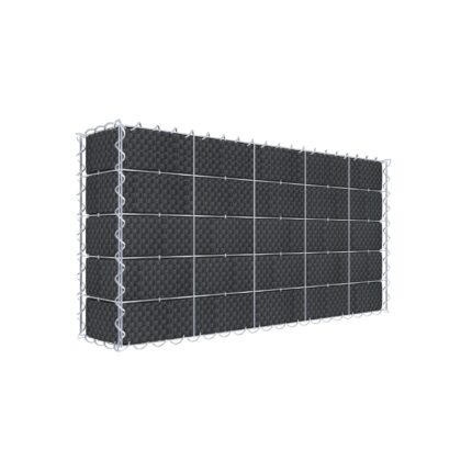 Begrünte Gabione mit Vlies & Sichtschutzstreifen 100 cm x 50 cm x 20 cm (L x H x T), Maschenweite 10 cm x 10 cm, Spirale