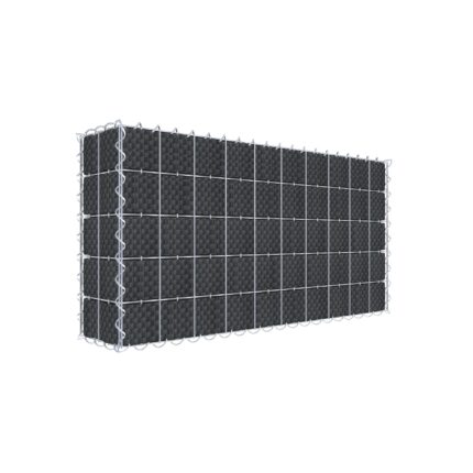 Begrünte Gabione mit Vlies & Sichtschutzstreifen 100 cm x 50 cm x 20 cm (L x H x T), Maschenweite 5 cm x 10 cm, Spirale