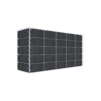 Begrünte Gabione mit Vlies & Sichtschutzstreifen 100 cm x 50 cm x 30 cm (L x H x T), Maschenweite 10 cm x 10 cm, Spirale