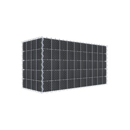 Begrünte Gabione mit Vlies & Sichtschutzstreifen 100 cm x 50 cm x 40 cm (L x H x T), Maschenweite 5 cm x 10 cm, Spirale