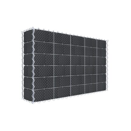 Begrünte Gabione mit Vlies & Sichtschutzstreifen 100 cm x 60 cm x 20 cm (L x H x T), Maschenweite 10 cm x 10 cm, Spirale