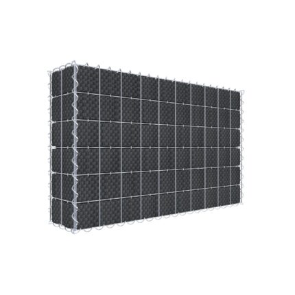 Begrünte Gabione mit Vlies & Sichtschutzstreifen 100 cm x 60 cm x 20 cm (L x H x T), Maschenweite 5 cm x 10 cm, Spirale