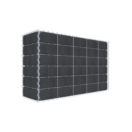 Begrünte Gabione mit Vlies & Sichtschutzstreifen 100 cm x 60 cm x 30 cm (L x H x T), Maschenweite 10 cm x 10 cm, Spirale