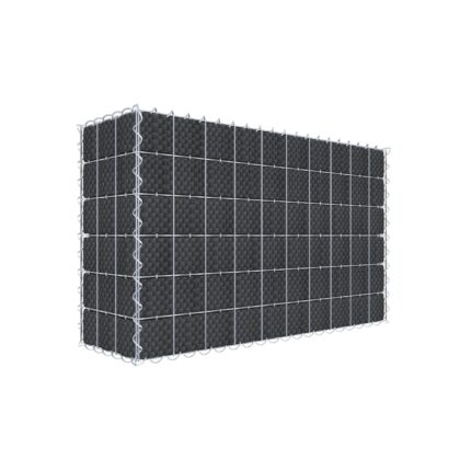 Begrünte Gabione mit Vlies & Sichtschutzstreifen 100 cm x 60 cm x 30 cm (L x H x T), Maschenweite 5 cm x 10 cm, Spirale