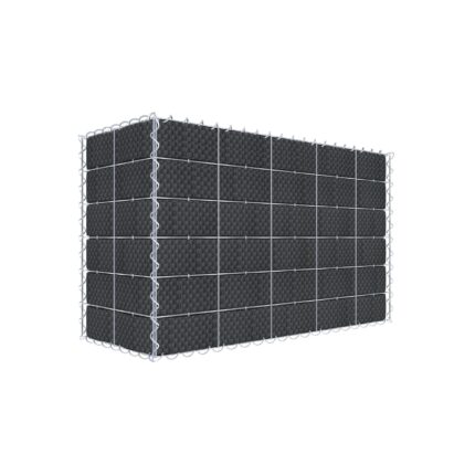 Begrünte Gabione mit Vlies & Sichtschutzstreifen 100 cm x 60 cm x 40 cm (L x H x T), Maschenweite 10 cm x 10 cm, Spirale