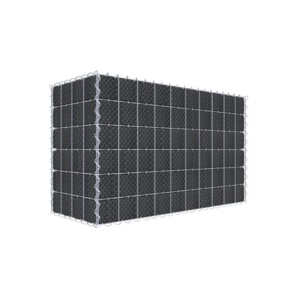 Begrünte Gabione mit Vlies & Sichtschutzstreifen 100 cm x 60 cm x 40 cm (L x H x T), Maschenweite 5 cm x 10 cm, Spirale