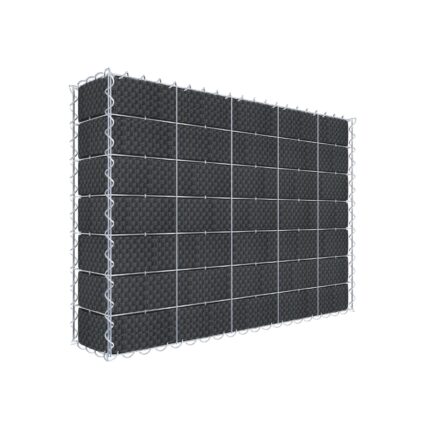 Begrünte Gabione mit Vlies & Sichtschutzstreifen 100 cm x 70 cm x 20 cm (L x H x T), Maschenweite 10 cm x 10 cm, Spirale