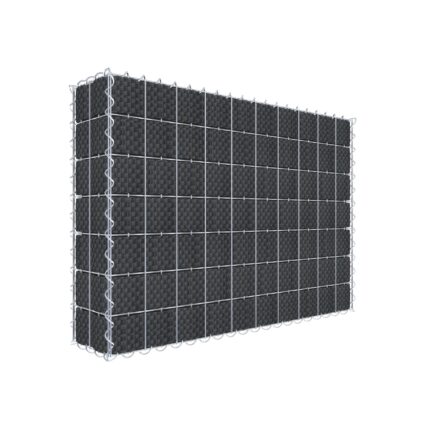 Begrünte Gabione mit Vlies & Sichtschutzstreifen 100 cm x 70 cm x 20 cm (L x H x T), Maschenweite 5 cm x 10 cm, Spirale