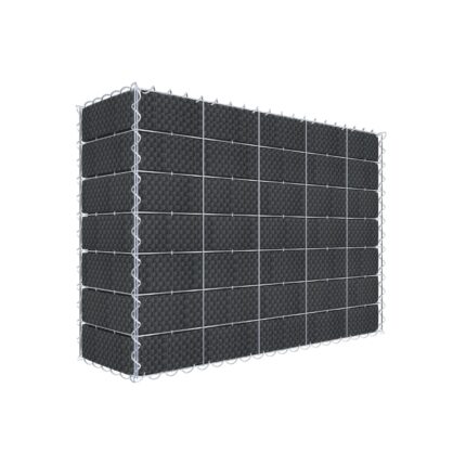 Begrünte Gabione mit Vlies & Sichtschutzstreifen 100 cm x 70 cm x 30 cm (L x H x T), Maschenweite 10 cm x 10 cm, Spirale