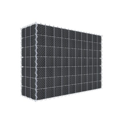 Begrünte Gabione mit Vlies & Sichtschutzstreifen 100 cm x 70 cm x 30 cm (L x H x T), Maschenweite 5 cm x 10 cm, Spirale