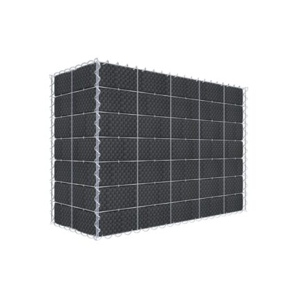 Begrünte Gabione mit Vlies & Sichtschutzstreifen 100 cm x 70 cm x 40 cm (L x H x T), Maschenweite 10 cm x 10 cm, Spirale