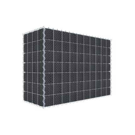 Begrünte Gabione mit Vlies & Sichtschutzstreifen 100 cm x 70 cm x 40 cm (L x H x T), Maschenweite 5 cm x 10 cm, Spirale