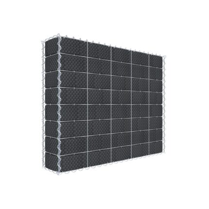 Begrünte Gabione mit Vlies & Sichtschutzstreifen 100 cm x 80 cm x 20 cm (L x H x T), Maschenweite 10 cm x 10 cm, Spirale