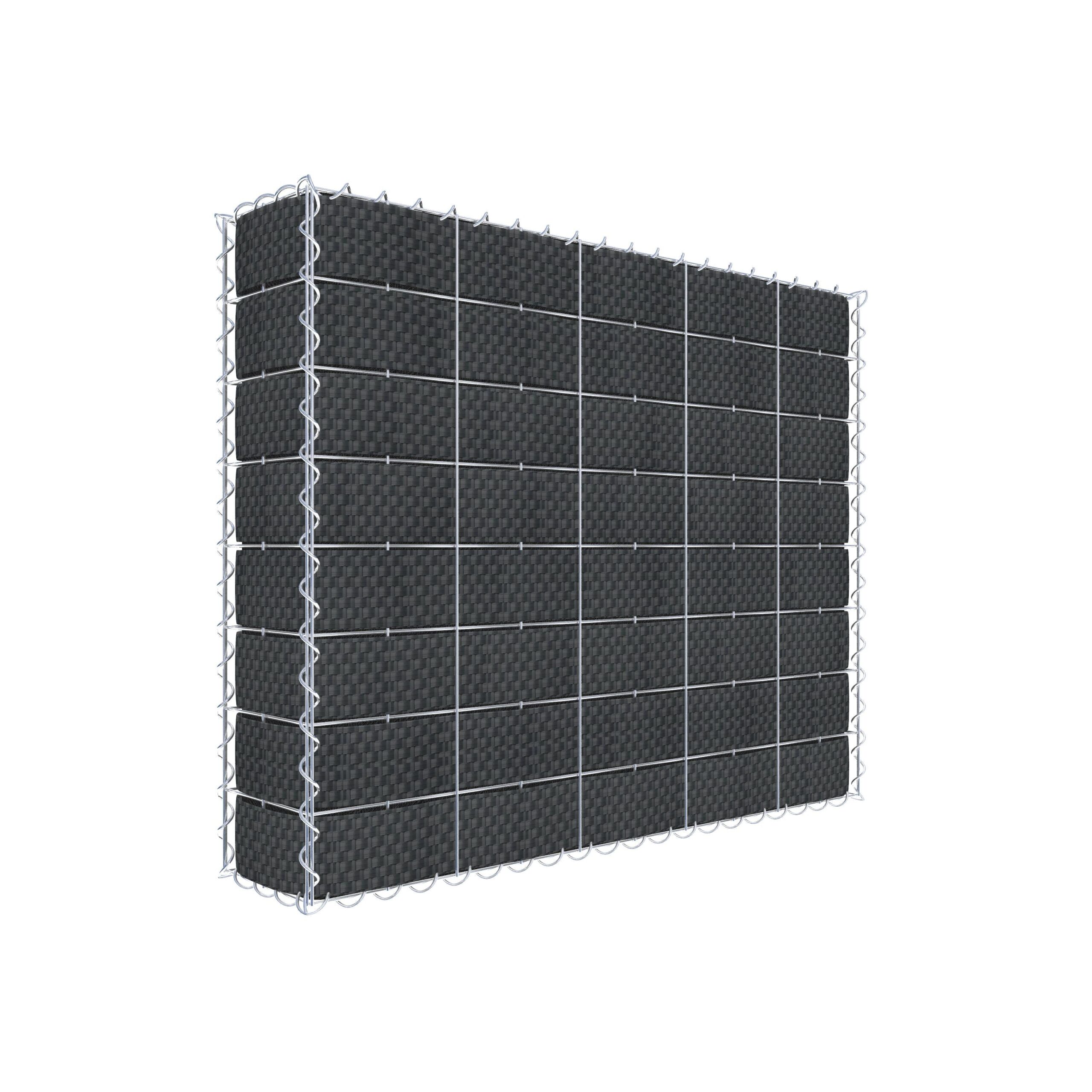 Begrünte Gabione mit Vlies & Sichtschutzstreifen 100 cm x 80 cm x 20 cm (L x H x T)