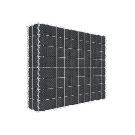 Begrünte Gabione mit Vlies & Sichtschutzstreifen 100 cm x 80 cm x 20 cm (L x H x T), Maschenweite 5 cm x 10 cm, Spirale