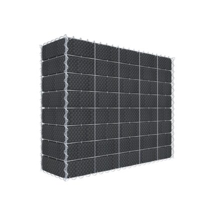 Begrünte Gabione mit Vlies & Sichtschutzstreifen 100 cm x 80 cm x 30 cm (L x H x T), Maschenweite 10 cm x 10 cm, Spirale