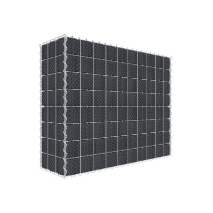 Begrünte Gabione mit Vlies & Sichtschutzstreifen 100 cm x 80 cm x 30 cm (L x H x T), Maschenweite 5 cm x 10 cm, Spirale