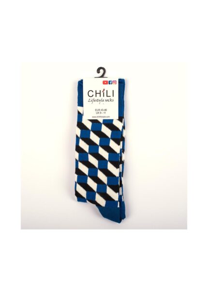 BLUE WHITE BLACK RHOMBUS - Bunte Socken - Unisex