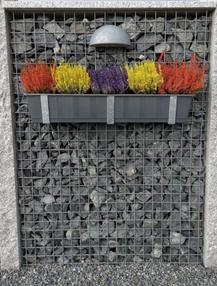 Blumenkastenhalter verzinkt im 3er Set inklusive Blumentopf, für Gabionen MW 5 x 5