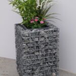 Blumensäule Höhe 60 cm Grundfläche 42 x 42 cm MW 5 x 5 cm, galvanisiert inkl. Topf