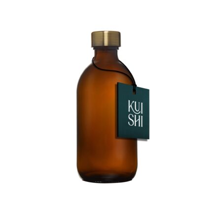Braune Glasflasche mit Deckel