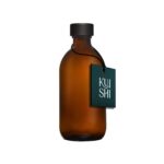 Braune Glasflasche mit Deckel