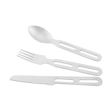 Campingbesteck Cutlery Set I silberfarben braun – Leicht Einsatz & Daypacks | Outdoor Militär Tactical Gear