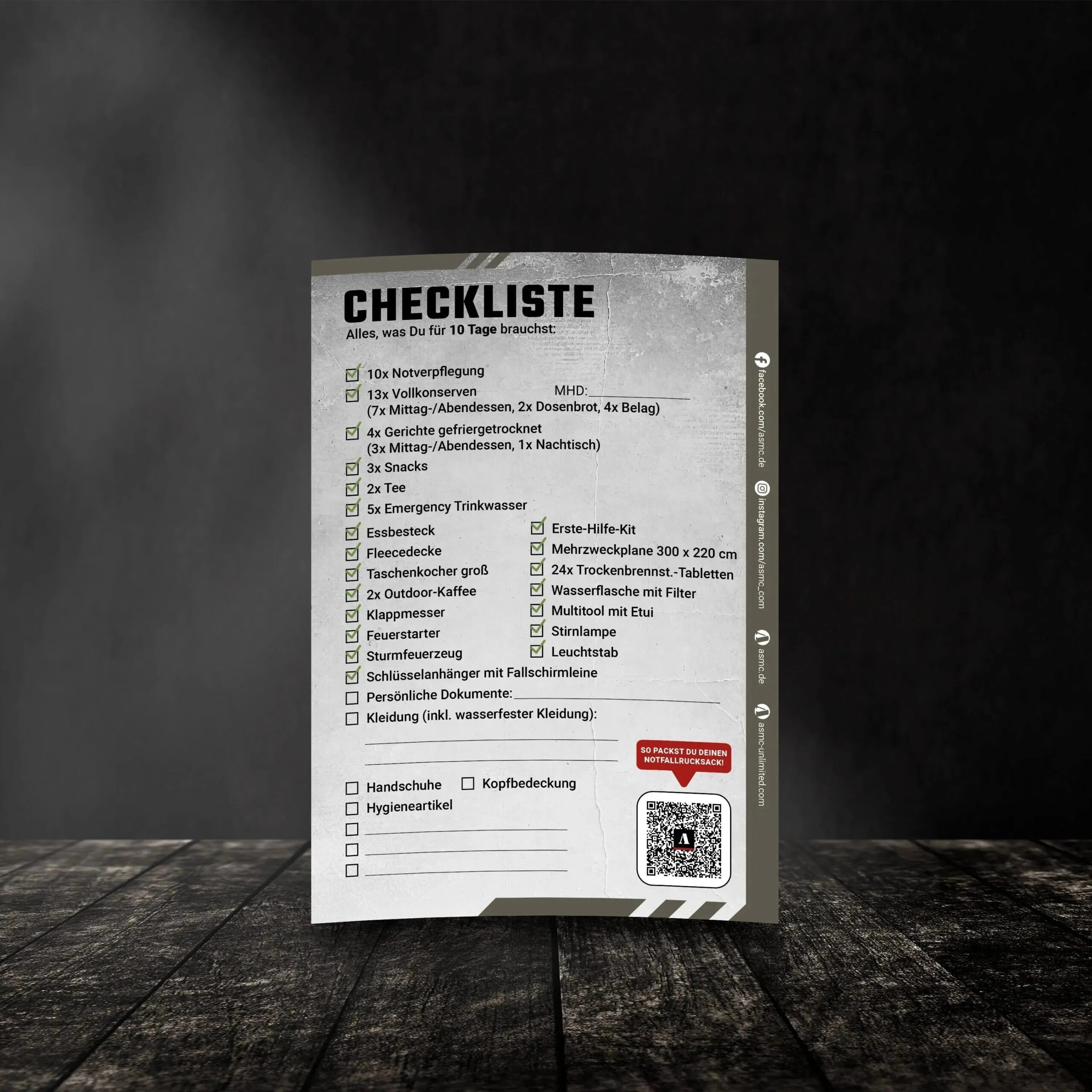 Checkliste Fluchtrucksack Large - 10 Tage – Einsatz & Daypacks | Outdoor Militär Tactical Gear