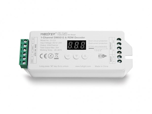 D1-CX DMX/RDM LED Dimmer 1-Kanal DC12-24V 20A